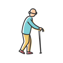 elderly person with cane icon, elderly person with cane vector illustration-simple illustration of elderly person with cane, perfect for elderly person with cane logos and icons