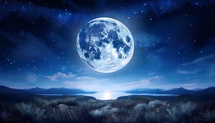Fototapeta premium moonlit night illustration background full of dreamy atmosphere