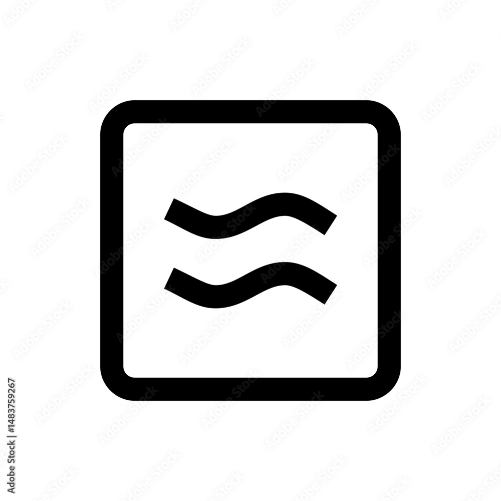 Poster black outlined square containing two wavy lines stacked vertically inside a white background centere