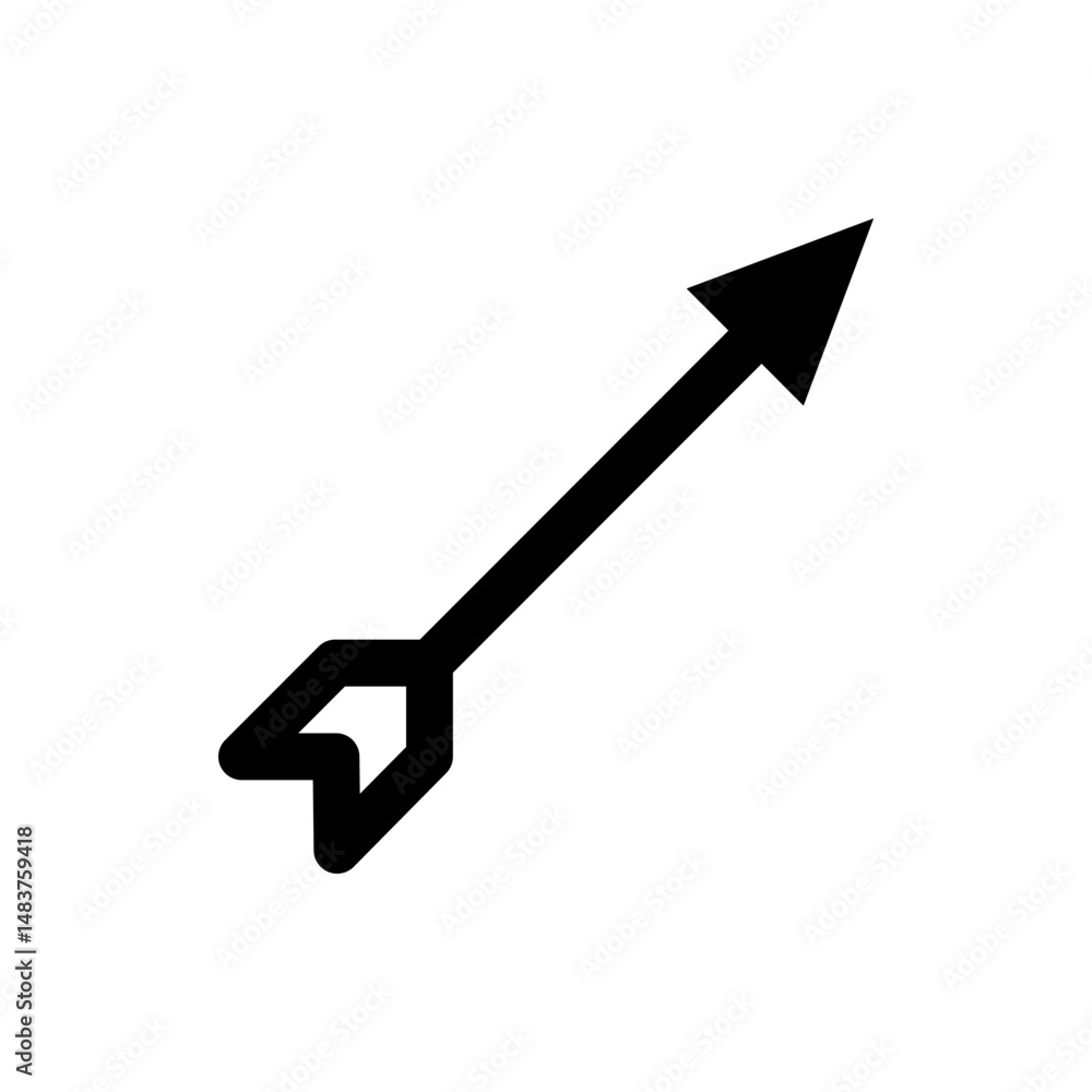 Poster a black arrow pointing diagonally upwards with a distinct arrowhead and fletching design element