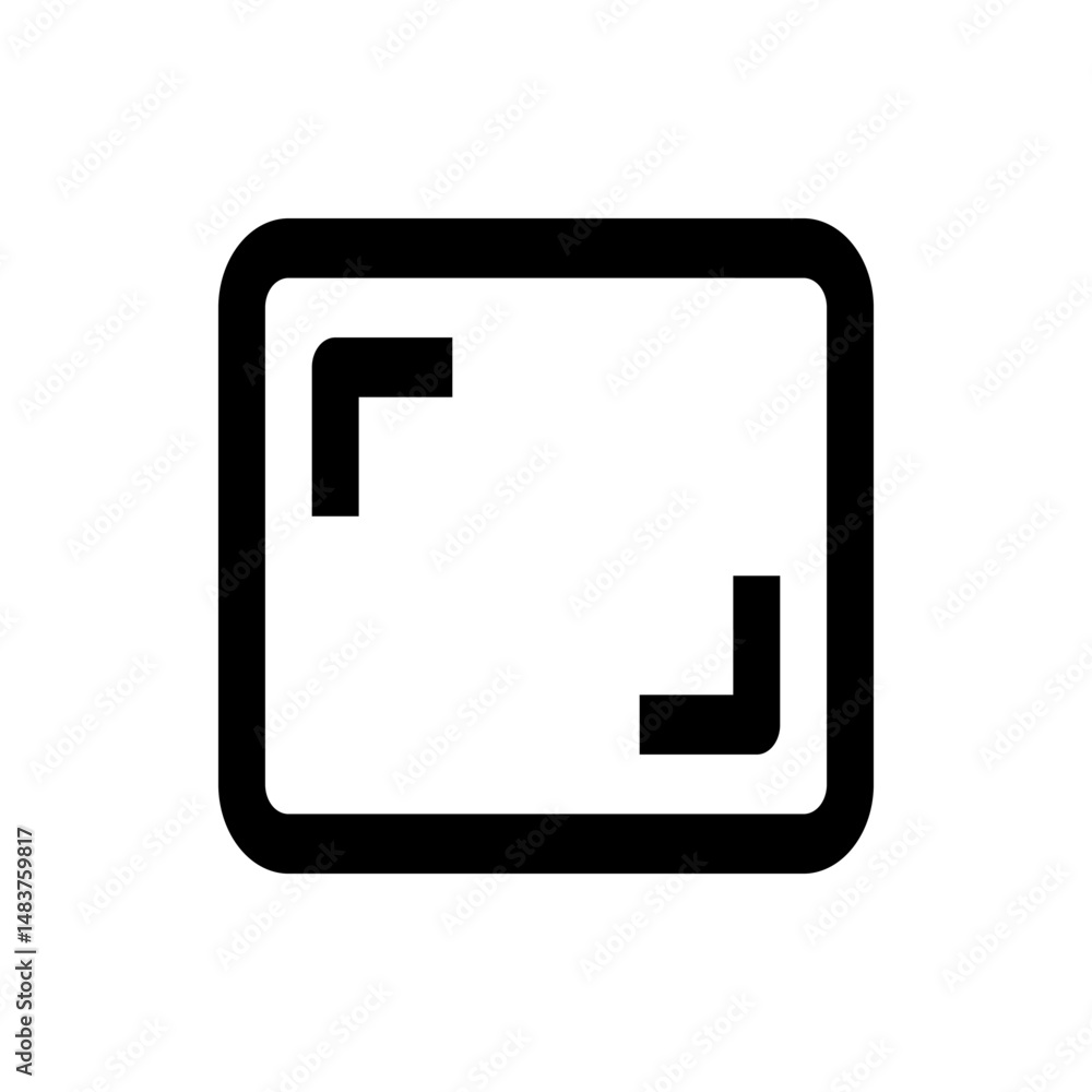Poster illustration of a rectangular frame with rounded corners and inward pointing corner brackets on the 