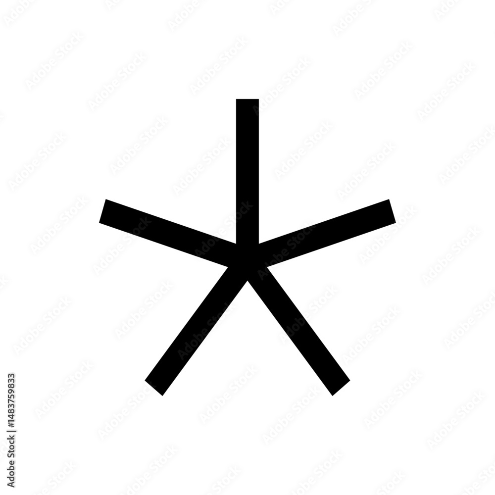 Poster illustration of a simple five pointed star shape with black fill and white background in a minimalis