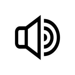 Illustration of a black and white sound icon with a speaker and radiating sound waves to represent volume level