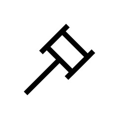 Illustration of a stylized black pushpin with a rectangular head and diagonal angle on white background