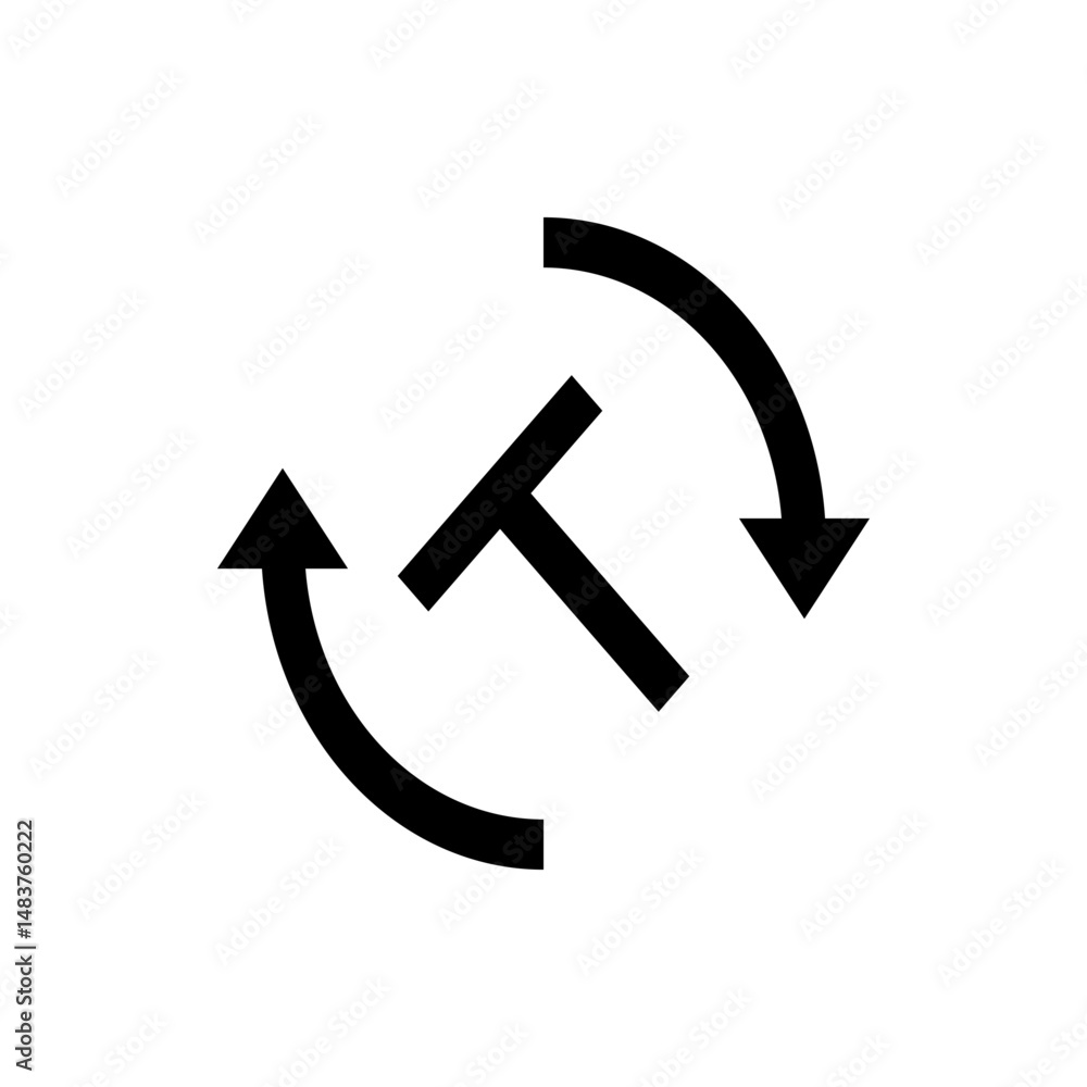 Aufkleber black rotated t shape with curved arrows pointing up and down suggesting a refresh or reload action 
