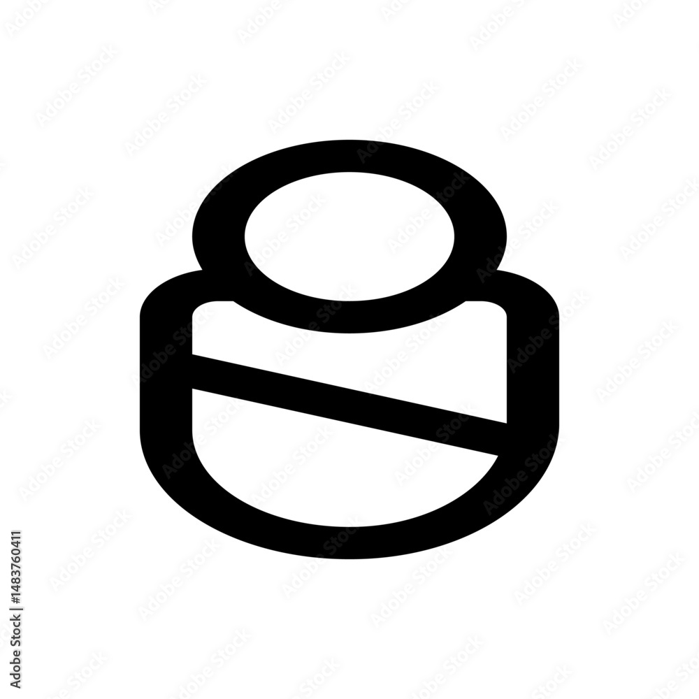 Poster simple black and white outline of a baby swaddled with a diagonal line across the blanket design ele