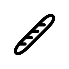 Illustration of a baguette bread loaf with dark outline on a white background in a simple style