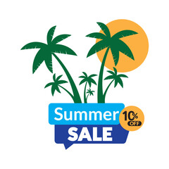 Summer sale vector illustration logo. Summer sale 50% off icon. Summer sale discount offer.