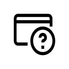 Card with question mark icon depicting unknown card details and financial uncertainty symbol design graphic