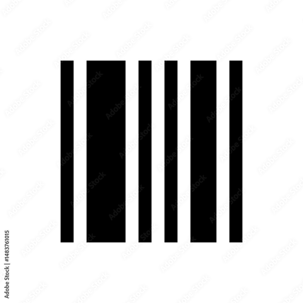 Poster alternating black and white vertical bars creating a simple graphic pattern with equal spacing desig