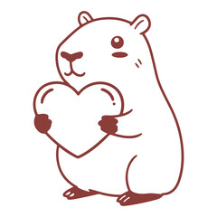cute hamster holding red heart, simple line art, minimalist, whimsical, adorable, stylized, digital art
