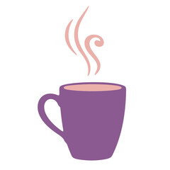 coffee mug, steam, hot beverage, minimalist design, purple cup, simple illustration
