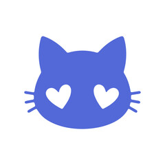 Obraz premium cartoon,cute,anime-style,blue cat head,heart-shaped eyes,simple,flat design,minimalist 