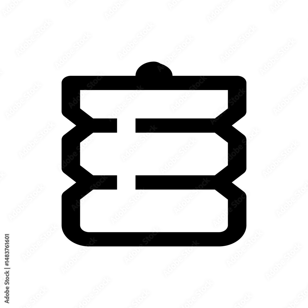 Poster illustration of a stylized black container with multiple sections and a rounded top on a white backg