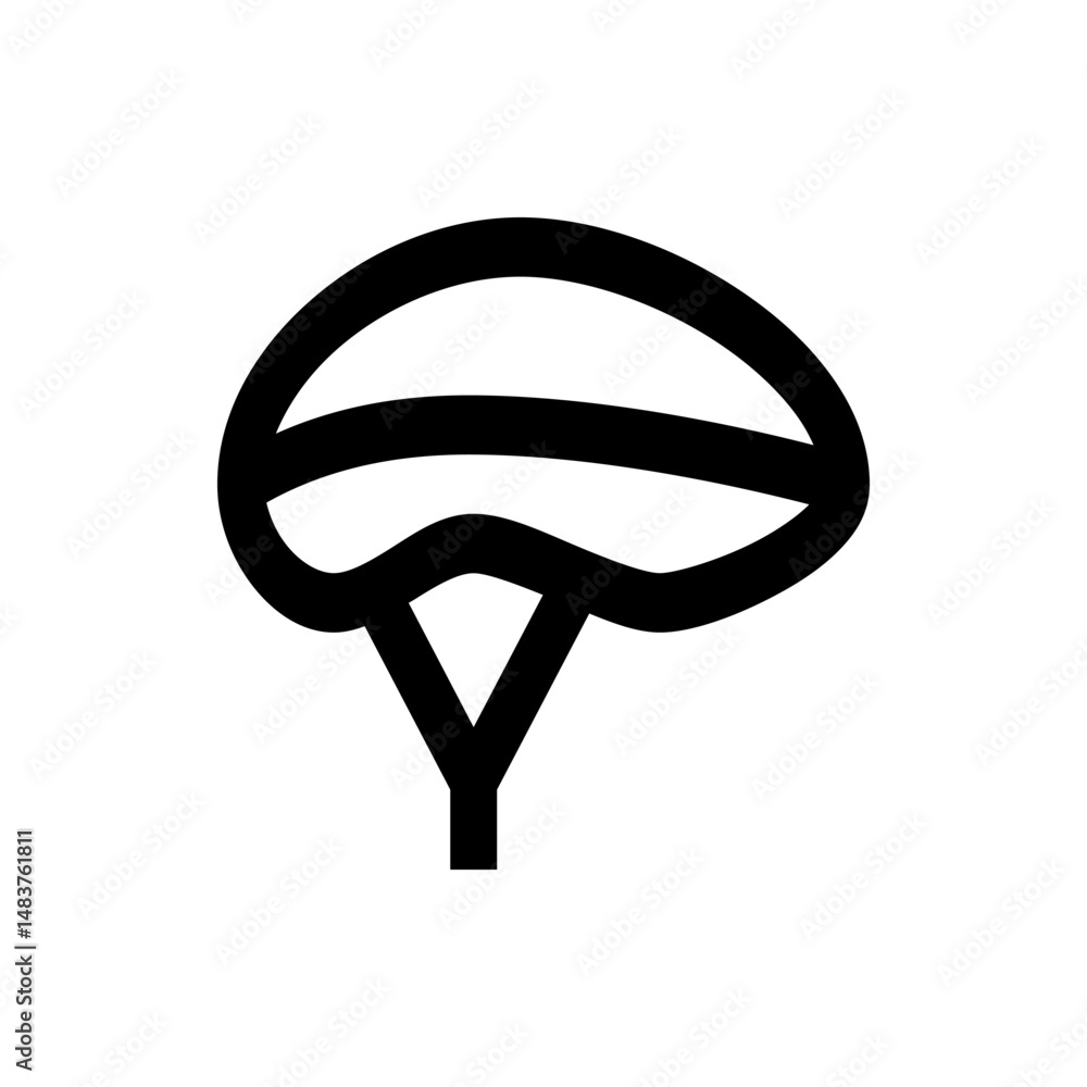 Poster stylized drawing of a tree with a thick trunk and a rounded canopy in a simple black outline style