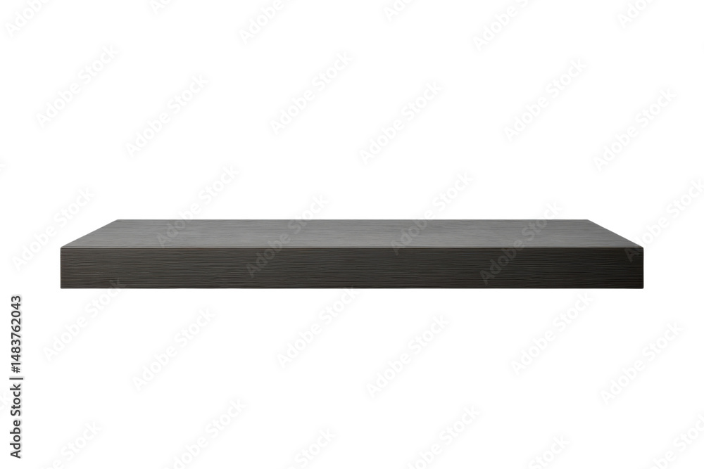 Poster dark gray wooden shelf on a transparent background vector for product display and minimalist interio