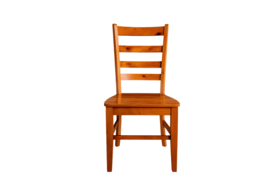 Classic wooden chair with ladder back on a transparent background vector Rustic furniture design element for interior decoration and dining room concept