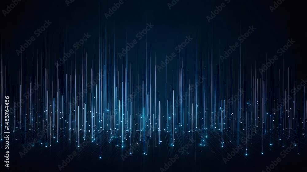 Poster 青い光線と接続点を持つ抽象的な技術背景 未来的なデジタルデータネットワークシステムと通信の抽象デザイン