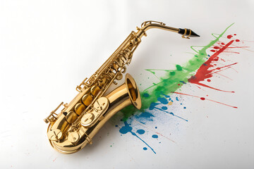 Naklejka premium Elegant Gold Saxophone Art