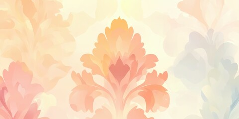 abstract background with damask pattern and soft beige tones, fabric-like texture, smooth gradients, minimalistic design, retro style, high detail, elegant composition, calming colors