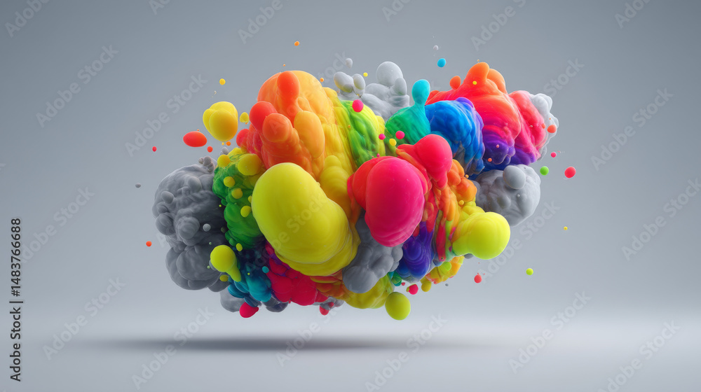 Poster vibrant abstract art with bold colors and dynamic shapes in a captivating composition.