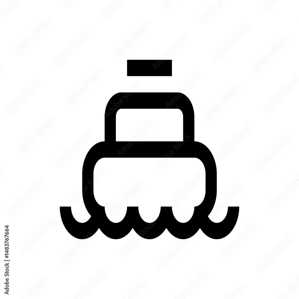 Aufkleber stylized icon of a boat on water with a simple rectangular shape on top in black and white design st