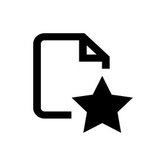 Black outline of a document with a folded corner and a five pointed star placed on the lower right side