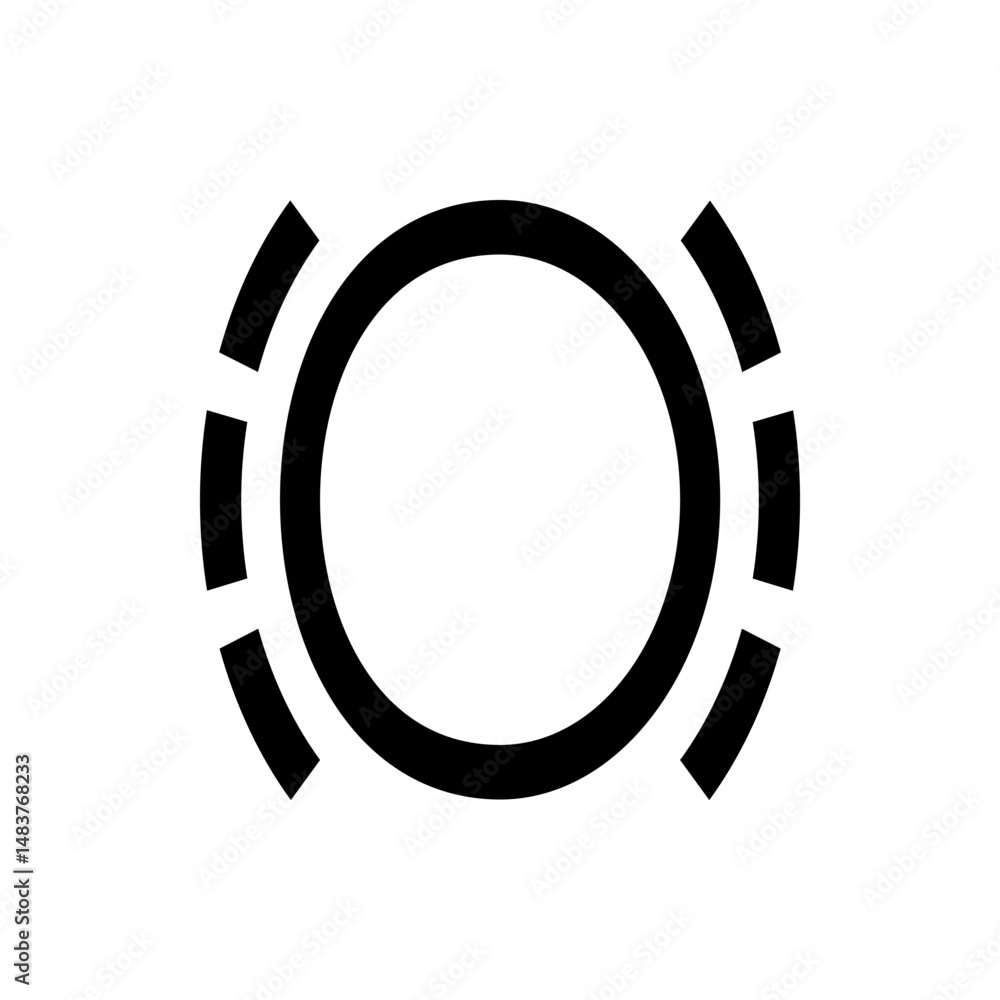 Poster illustration of a car dashboard indicator light with a circle and curved lines on either side symbol