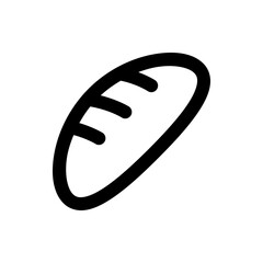 A simple black and white drawing of a loaf of bread with three curved lines on the top surface area