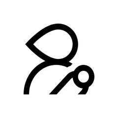 Abstract black line art illustration depicting a stylized insect with rounded shapes and curved lines design