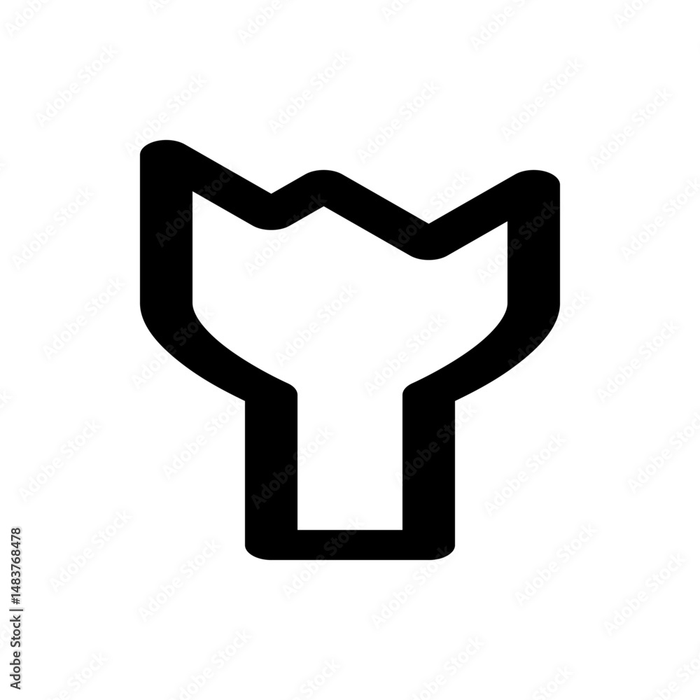 Poster simple black and white illustration of a broken flower stem with jagged top and rectangular base sha