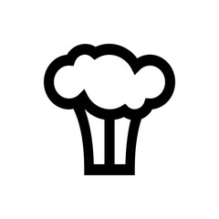 Illustration of a stylized black and white broccoli floret with a thick outline and rounded cloud shape top