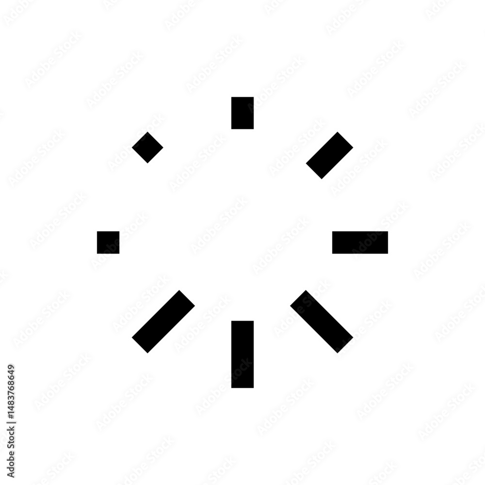 Poster black rectangles and squares arranged in a circular pattern around a central white space forming a d