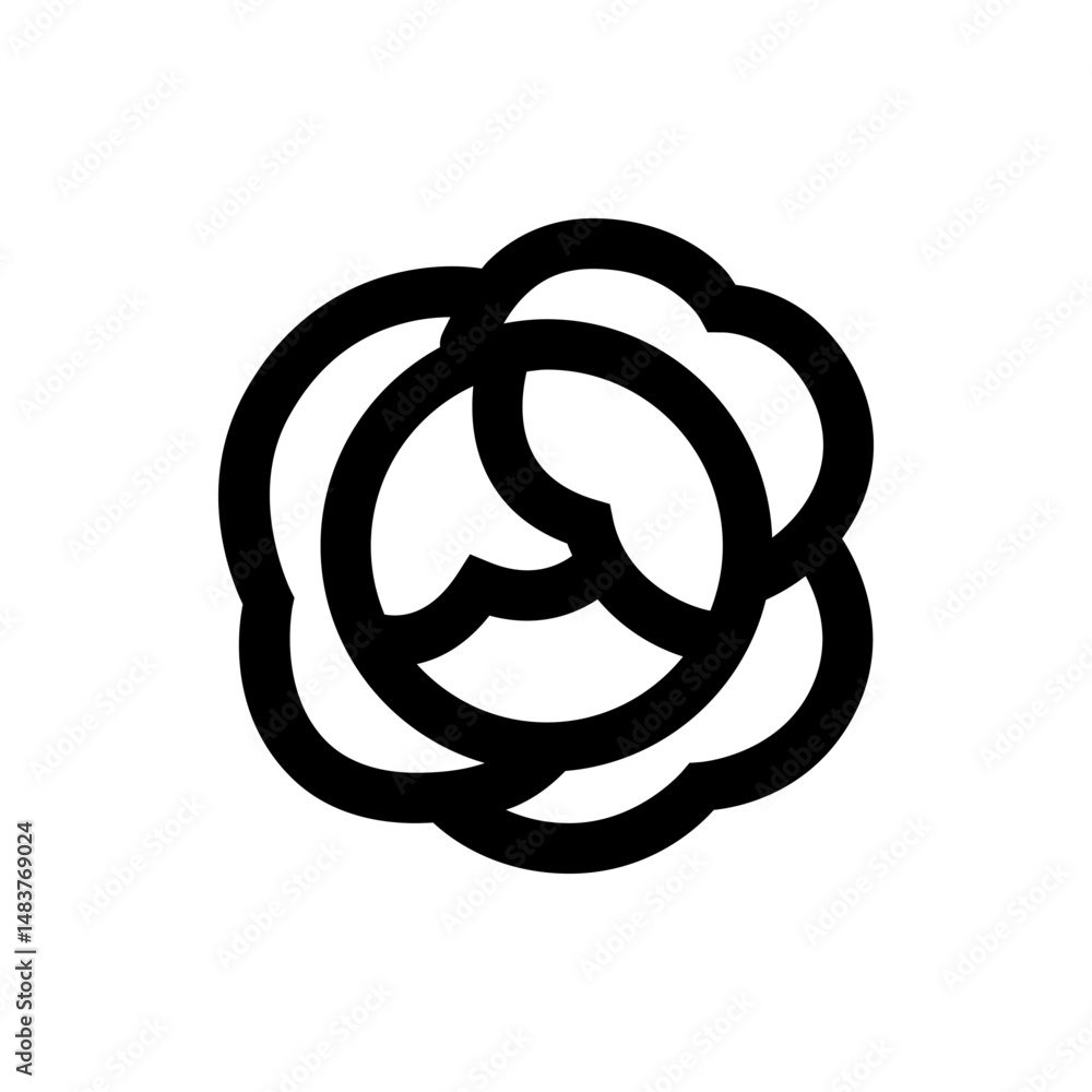Poster abstract floral design featuring overlapping petals arranged in a circular pattern with bold black l