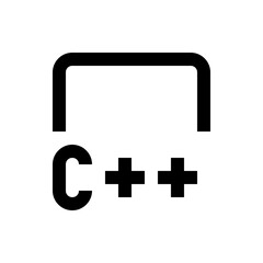 Illustration of the c plus plus programming language symbol with a rounded corner rectangle above it icon
