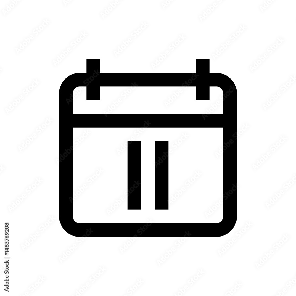 Poster illustration of a calendar icon with two vertical bars inside representing a specific date or event 