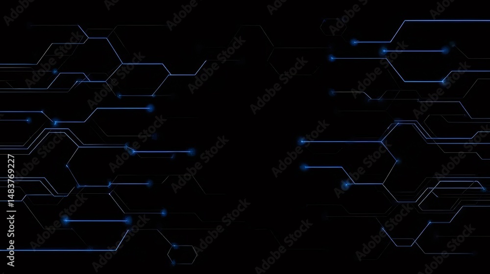 Poster 抽象的な青いテクニカルサーキットボードの背景未来的なデジタルネットワーク接続システムと情報技術のデザイン