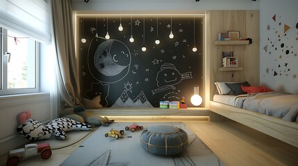 A Cozy Kids Room With Moon and Stars Decor