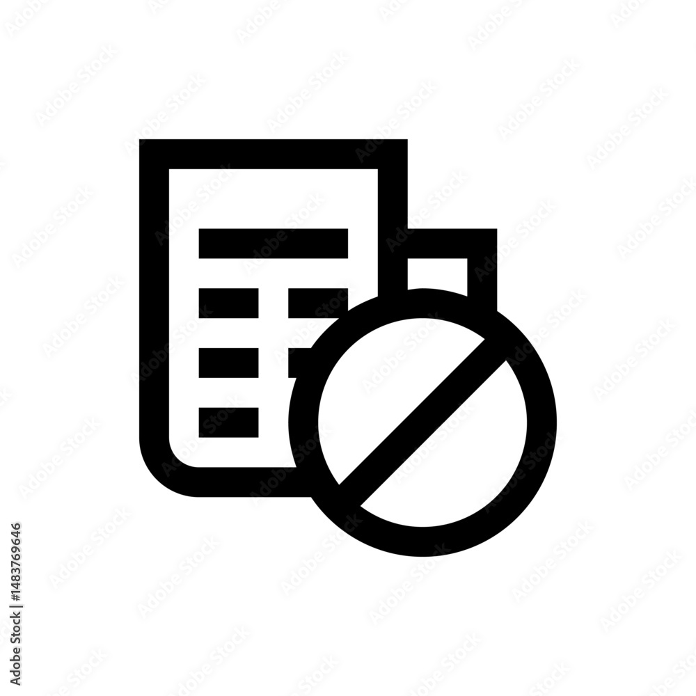 Poster document with horizontal lines and a circle with a diagonal line indicating restriction or prohibiti