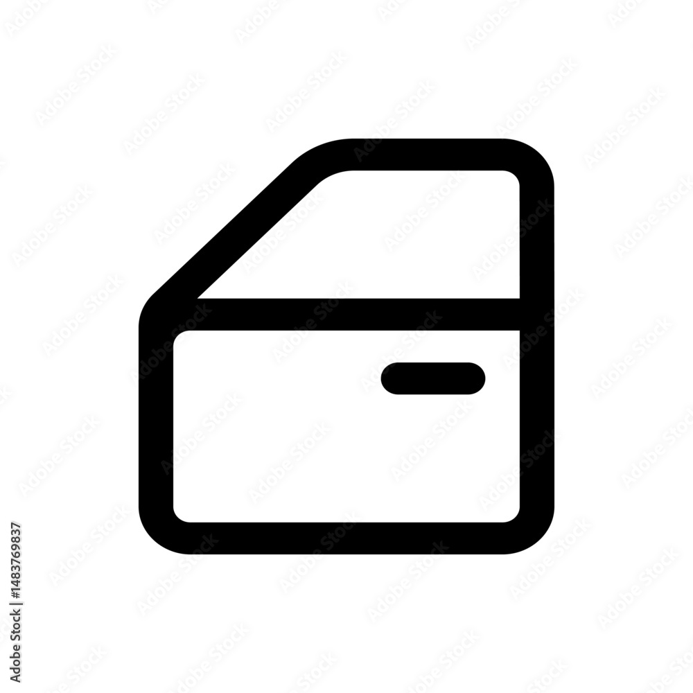 Aufkleber illustration of a car door with rounded edges and a handle represented by a small rectangle shape