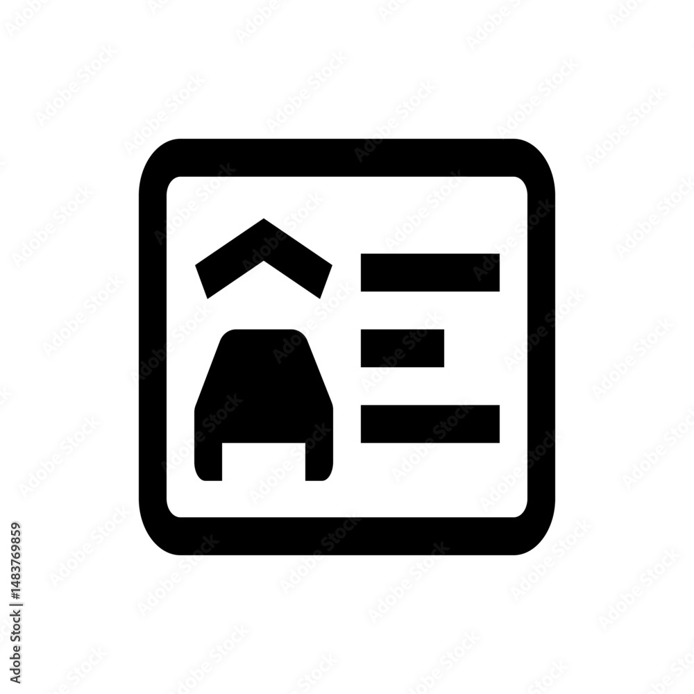 Poster illustration of a car icon with two arrows pointing up and three horizontal lines on a card shape