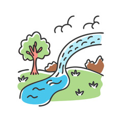 freshwater stream icon, freshwater stream vector illustration-simple illustration of freshwater stream, perfect for freshwater stream logos and icons