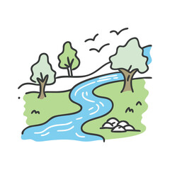 freshwater stream icon, freshwater stream vector illustration-simple illustration of freshwater stream, perfect for freshwater stream logos and icons
