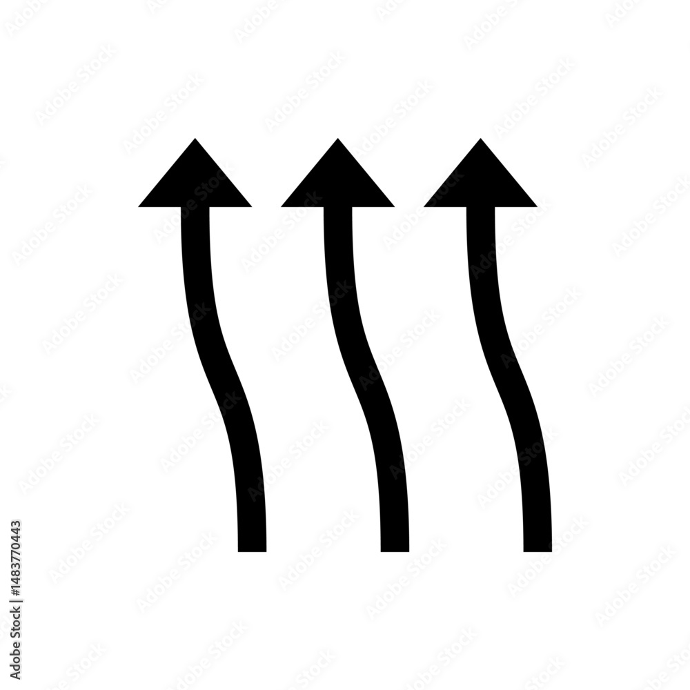 Poster three black curved arrows pointing upwards arranged side by side on a white background in a simple s