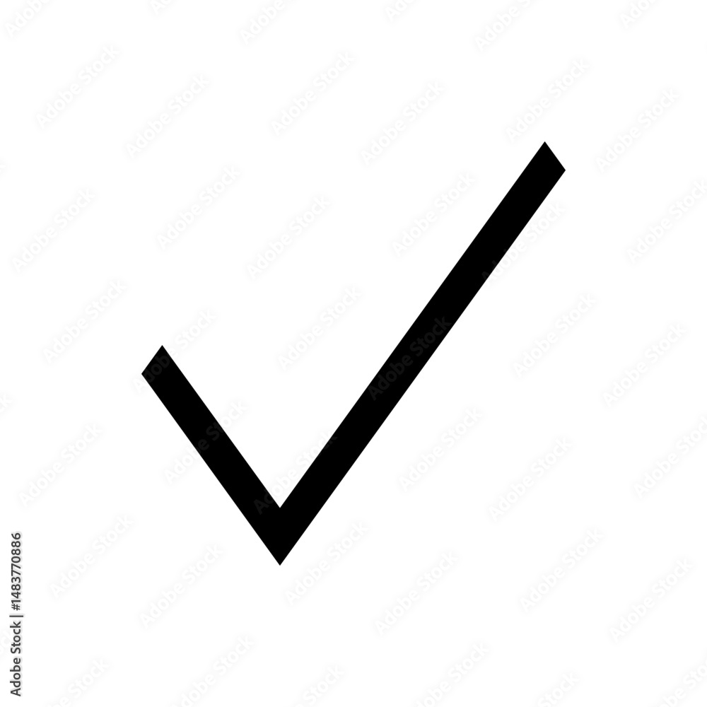Poster black check mark symbol on a white background indicating approval or completion with a simple design