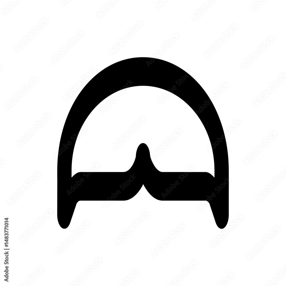 Poster illustration of a stylized eyebrow shape with a slight curve and a small central peak in black color