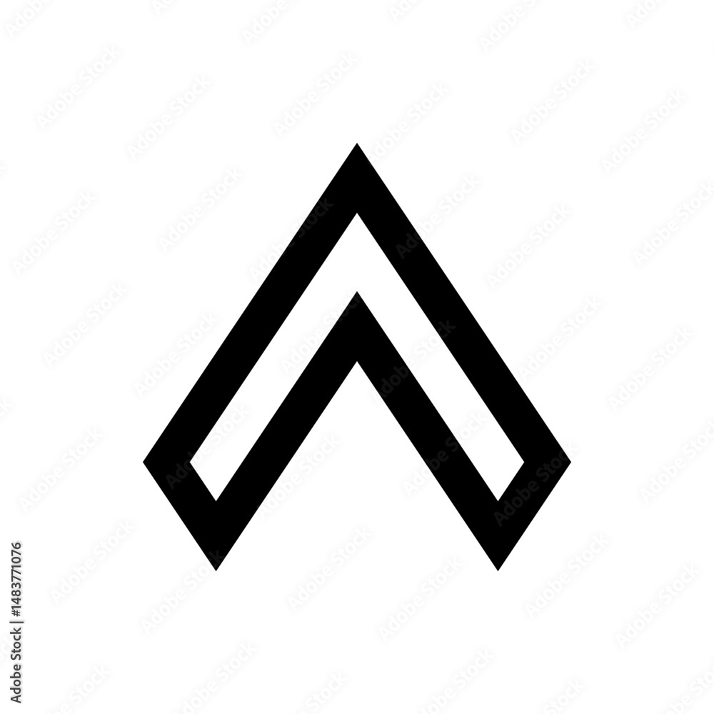 Poster black outlined chevron pointing upwards on a white background with a simple geometric design style
