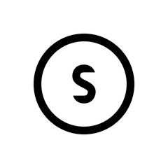 Letter s encircled in a black ring creating a simple and bold graphic design with a clean and modern look