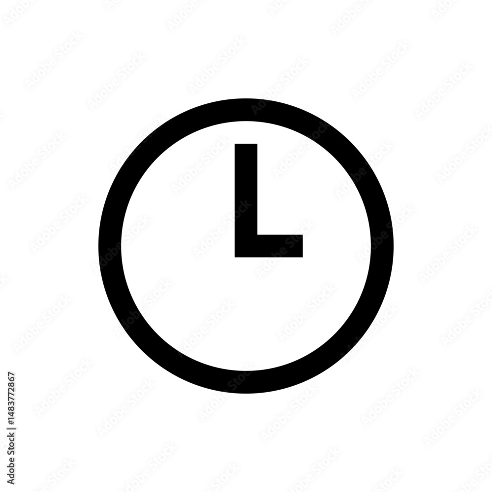 Poster illustration of a simple clock with a circular frame and a short hour hand pointing to the left side