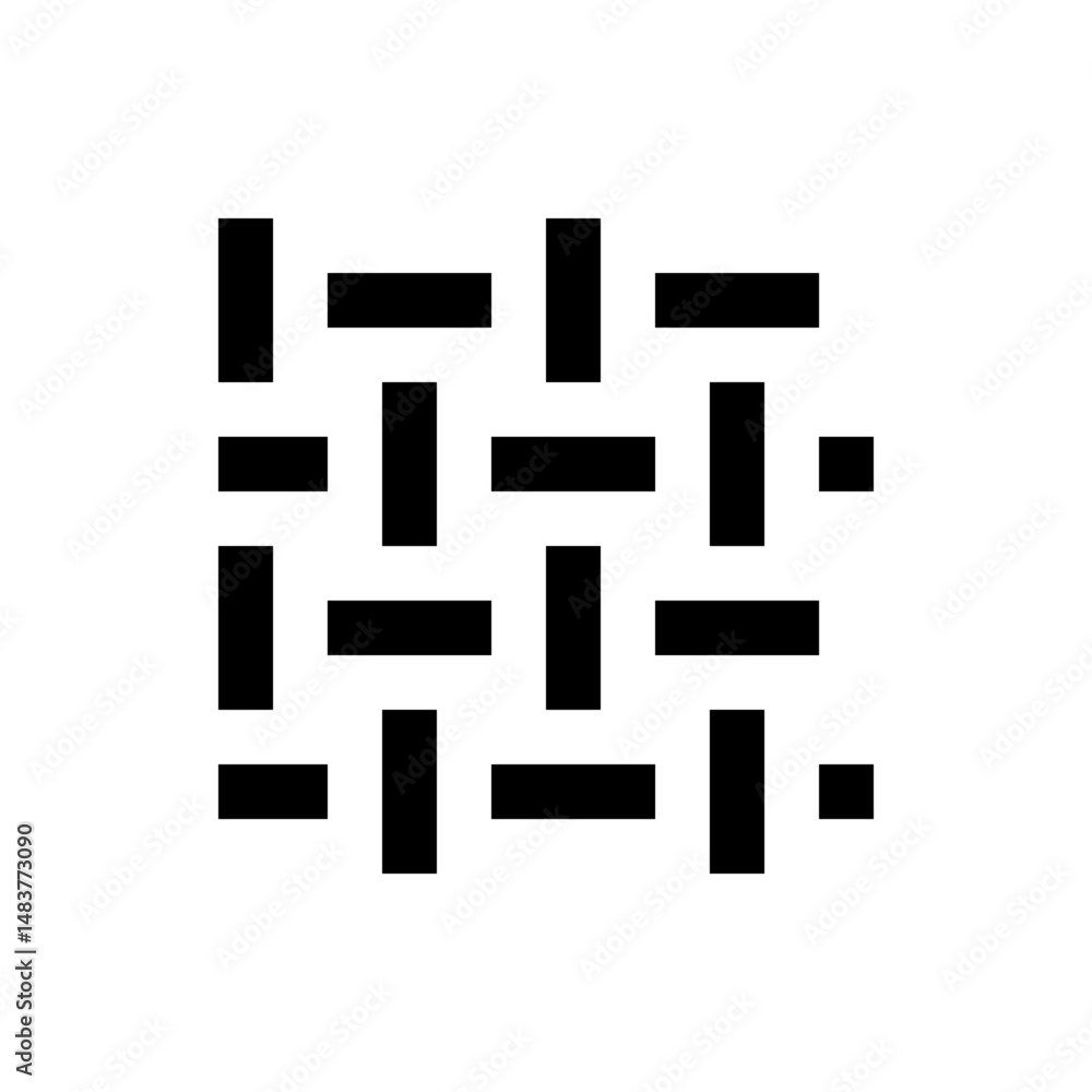 Aufkleber illustration of a black and white woven pattern with alternating vertical and horizontal rectangles 